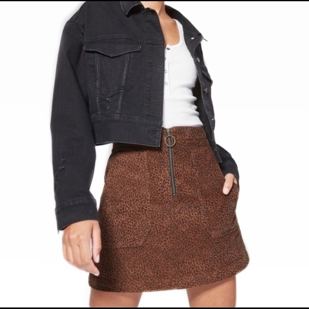 Wild Fable Leopard Print Zip-Front Mini Skirt